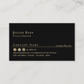 Carte De Visite Code QR à balayage professionnel noir et or (Dos)