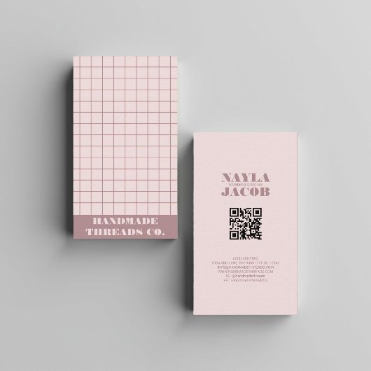 Carte De Visite Code QR À damiers Motif de Muet Moderne