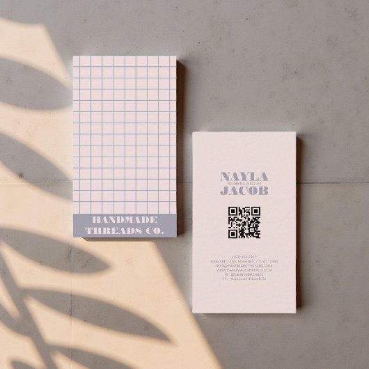 Carte De Visite Code QR À damiers Motif de Muet Moderne