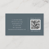 Carte De Visite Code QR à double cadre classique bleu marine foncé (Dos)