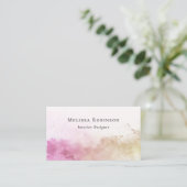 Carte De Visite Code QR à l'aquarelle fumée moderne rose et beige (Debout devant)