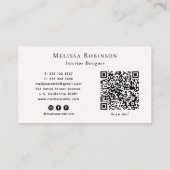 Carte De Visite Code QR à l'aquarelle fumée moderne rose et beige (Dos)