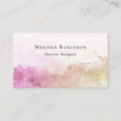 Carte De Visite Code QR à l'aquarelle fumée moderne rose et beige (Devant)