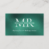 Carte De Visite Code QR à monogramme en feuille d'aluminium verte  (Devant)