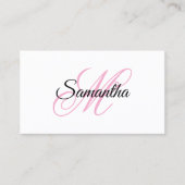 Carte De Visite Code QR à monogramme fantaisie rose (Devant)