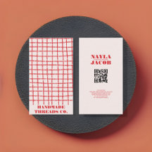 Code QR à motif à carreaux rouge rose gras pour fa