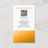 Carte De Visite Code QR à motif de maille géométrique à dégradé or (Devant)