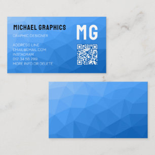 Carte De Visite Code QR à motif de maille géométrique bleu clair M