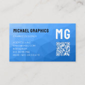 Carte De Visite Code QR à motif de maille géométrique bleu clair M (Devant)
