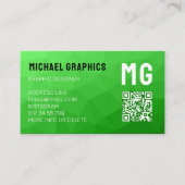 Carte De Visite Code QR à motif de maille géométrique vert clair M (Devant)