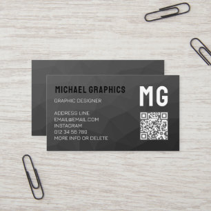 Carte De Visite Code QR à motif géométrique en maille monochrome g