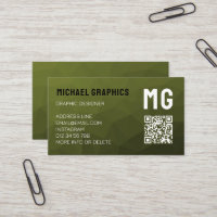 Code QR à motif géométrique en maille vert armée 