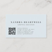 Carte De Visite Code QR Abstrait Aquarelle Bleu Clair Moderne (Dos)