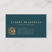 Carte De Visite Code QR Abstrait Encre Pailletée Bleu Sarcelle Et (Dos)
