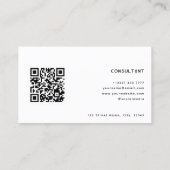 Carte De Visite Code QR Abstrait Ligne Motif Monogramme blanc (Dos)