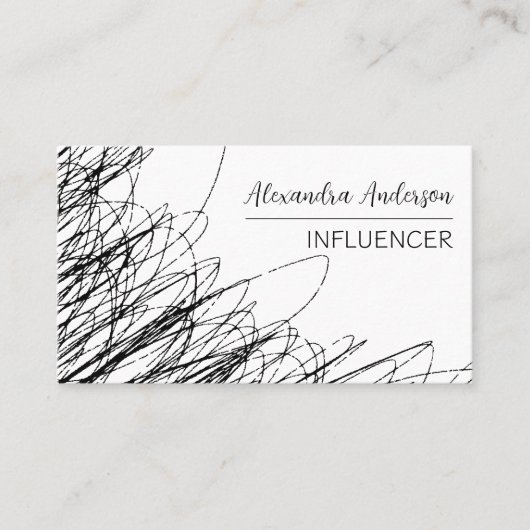 Carte De Visite Code QR Abstrait moderne noir et blanc (Devant)