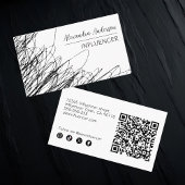 Carte De Visite Code QR Abstrait moderne noir et blanc