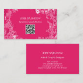 Carte De Visite Code QR Abstrait pour peintures artistiques roses (Devant / Derrière)