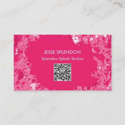 Carte De Visite Code QR Abstrait pour peintures artistiques roses (Devant)