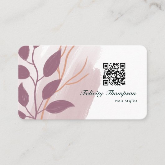 Carte De Visite Code QR Abstrait rose Gold et Blush Pink (Devant)