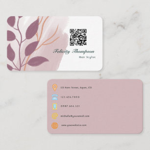 Carte De Visite Code QR Abstrait rose Gold et Blush Pink