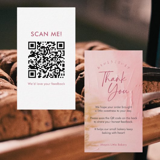 Carte De Visite Code QR Abstrait Rose Or Laissez un Avis