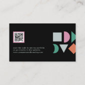 Carte De Visite Code QR abstrait unique et moderne noir (Dos)