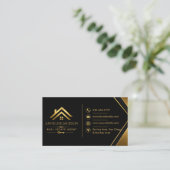 Carte De Visite Code QR Agent Immobilier Luxe Navy Or (Debout devant)