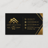 Carte De Visite Code QR Agent Immobilier Luxe Navy Or (Devant)
