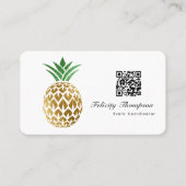Carte De Visite Code QR Ananas en feuille d'or fausse (Devant)