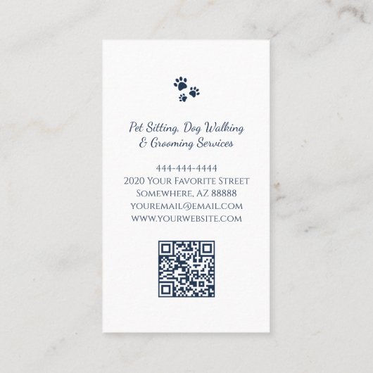 Carte De Visite Code QR Animaux de compagnie Sitter mignonne Chat  (Dos)