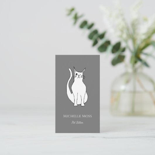 Carte De Visite Code QR Animaux de compagnie Sitter mou Winking Ca (Debout devant)