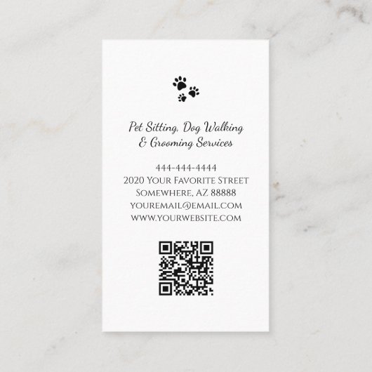 Carte De Visite Code QR Animaux de compagnie Sitter mou Winking Ca (Dos)