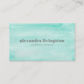 Carte De Visite Code QR aquarelle abstraite vert mousse aquatique (Devant)