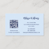 Carte De Visite Code QR | Aquarelle bleu art Abstrait (Dos)