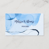 Carte De Visite Code QR | Aquarelle bleu art Abstrait (Devant)