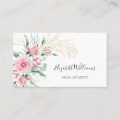 Carte De Visite Code QR | Aquarelle Blush Floral Make Up Artiste (Devant)