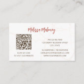 Carte De Visite Code QR | Aquarelle Boho Fleurs tropicales (Dos)