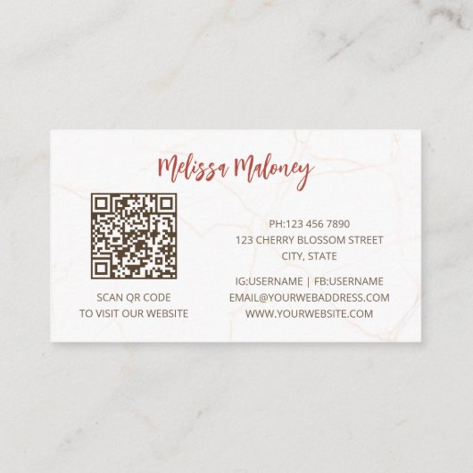 Carte De Visite Code QR | Aquarelle Boho Fleurs tropicales (Dos)