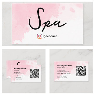 Carte De Visite Code QR aquarelle d'esthéticienne de spa