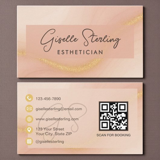 Carte De Visite Code QR aquarelle esthéticienne