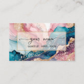 Carte De Visite Code Qr aquarelle et rose poudré iridescent (Devant)