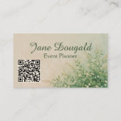 Carte De Visite Code QR Aquarelle Pastel Botanique Verdure (Dos)