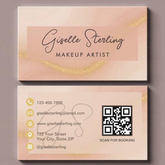 Carte De Visite Code QR aquarelle pour artiste maquilleuse