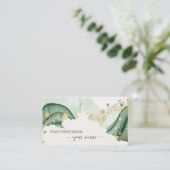 Carte De Visite Code Qr aquarelle vert sauge  (Debout devant)