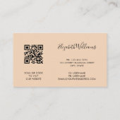 Carte De Visite Code QR Arrière-plan aquarelle bleu terracotta (Dos)