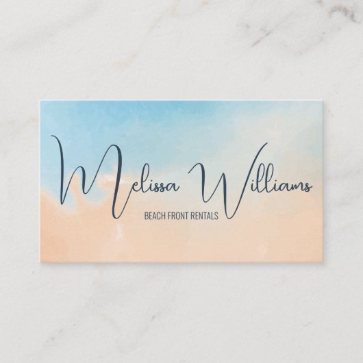 Carte De Visite Code QR | Arrière - plan d'aquarelle bleu terre cu (Devant)