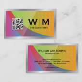 Carte De Visite Code QR | Arrière - plan géométrique coloré (Devant / Derrière)