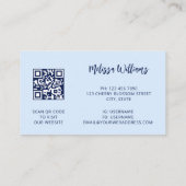 Carte De Visite Code QR | Art abstrait Aquarelle bleue (Dos)