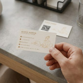 Carte De Visite Code QR Art en Ligne Moderne Or Minimaliste